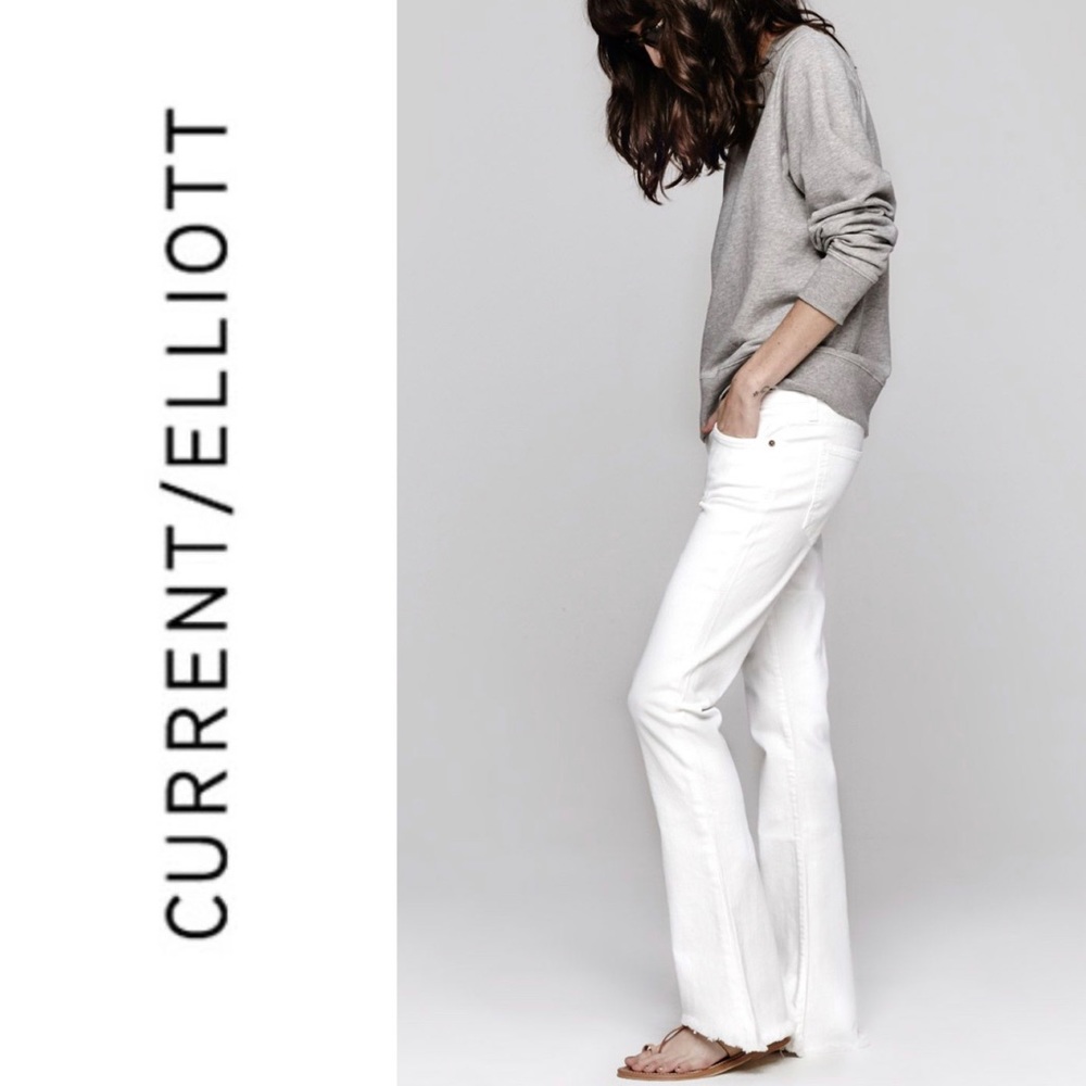 Current/Elliott The Flip-Flop White Bootcut Jeans